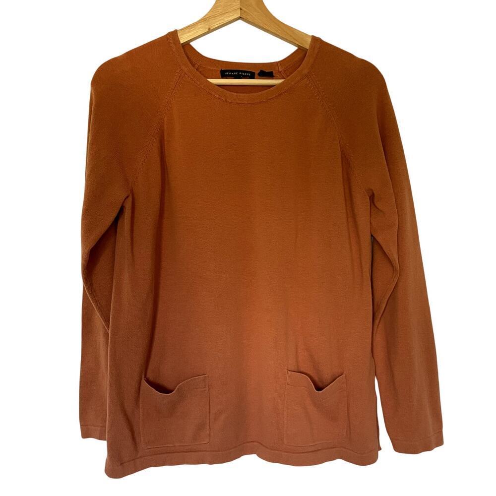 Jeanne Pierre rust orange crewneck sweater women's size medium cotton knit
